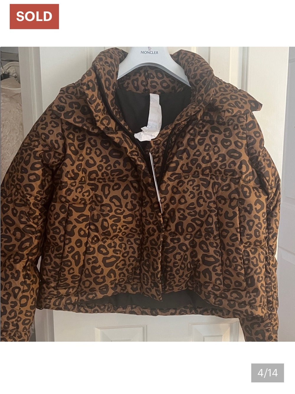 lululemon Wunder Puff Leopard Print Puffer Jacket - Brown & Black Size 6 - Picture 4 of 10